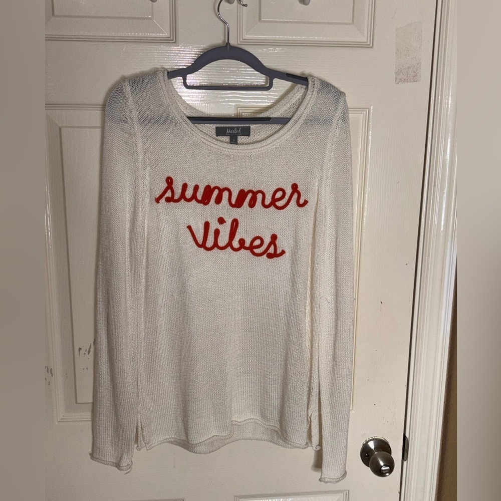 Marled "Summer Vibes" Coral Cream Loose Knit Sweater Size Medium - Picture 9 of 9